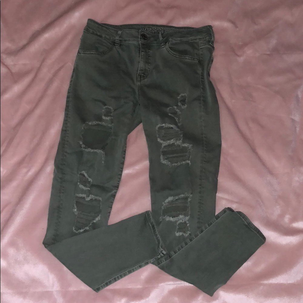 American Eagle olive green Jeggings